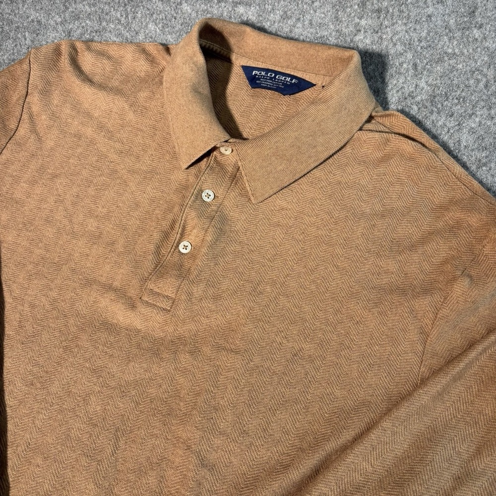 Polo Golf Polo Ralph Lauren Shirt Mens Xl Brown Cashmere Silk Long Sleeve Button